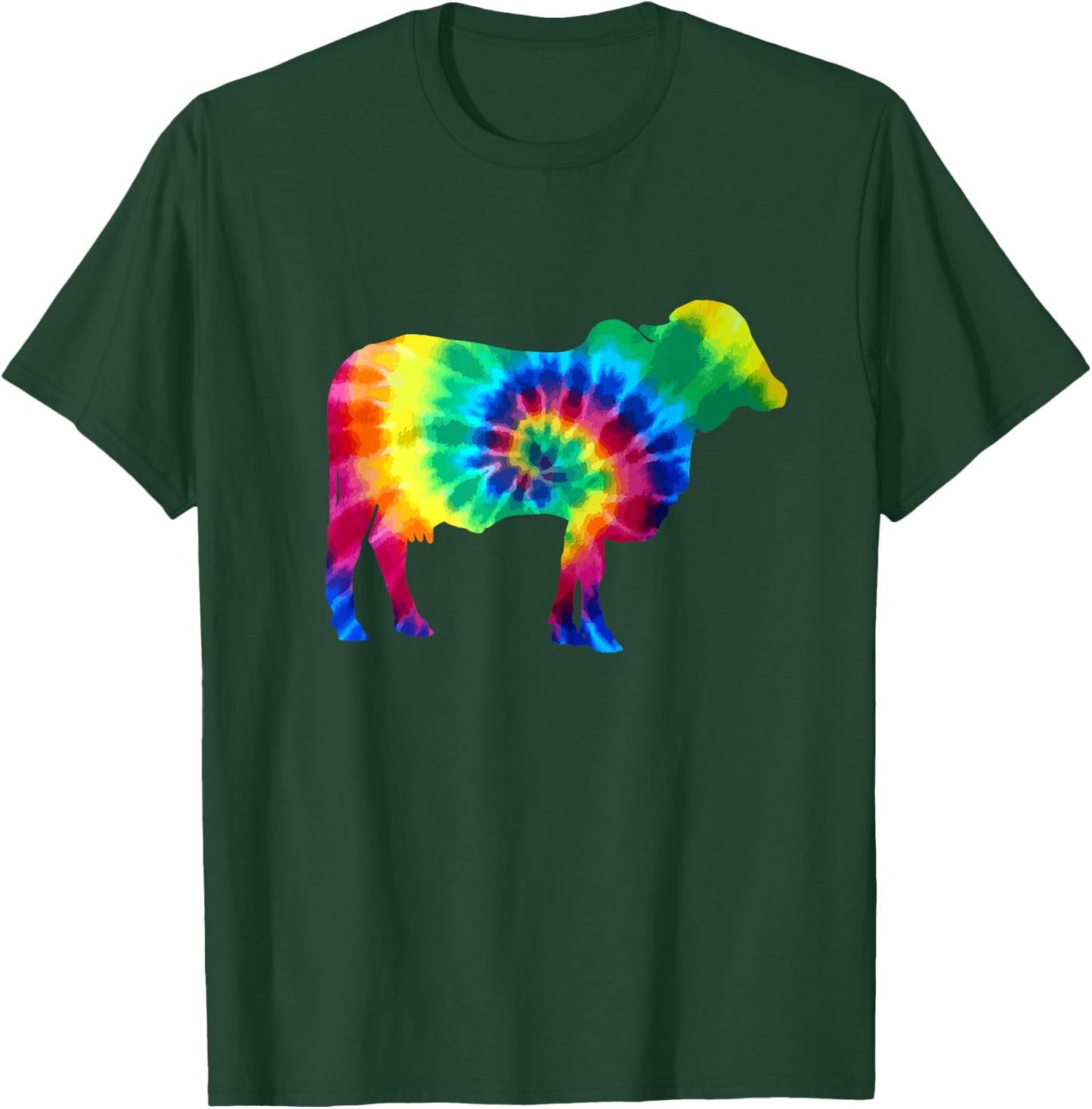 Cow Tie Dye Vintage Hippie Farm Animal Farmer Cow Lover T-Shirt - T-Shirt | Forest