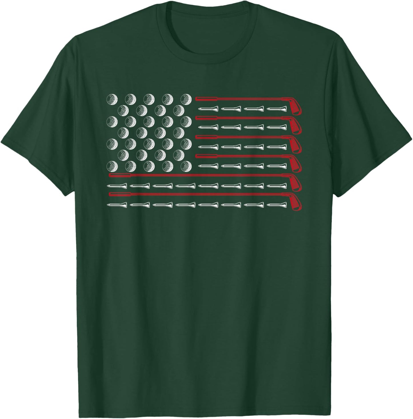 USA Flag Golf Club Sport Gift America Golf T-Shirt - T-Shirt | Forest