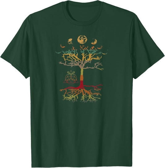 Phases of the Moon Tree of Life Retro Hippie T-Shirt - T-Shirt | Forest