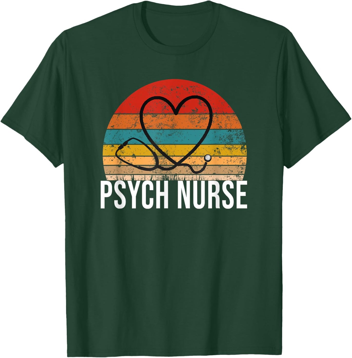 Psych Nurse Stethoscope Heart T-Shirt - T-Shirt | Forest