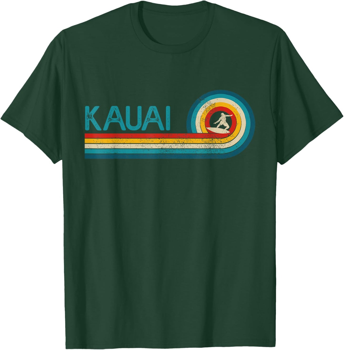 Kauai Hawaii Vintage Surfer Souvenir Surf T-Shirt - T-Shirt | Forest