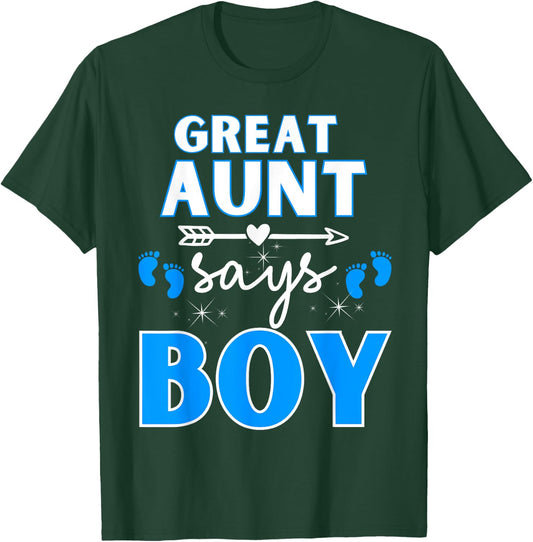 Great Aunt Says Boy Gender Reveal Shirt Team Blue Pregnancy T-Shirt - T-Shirt | Forest