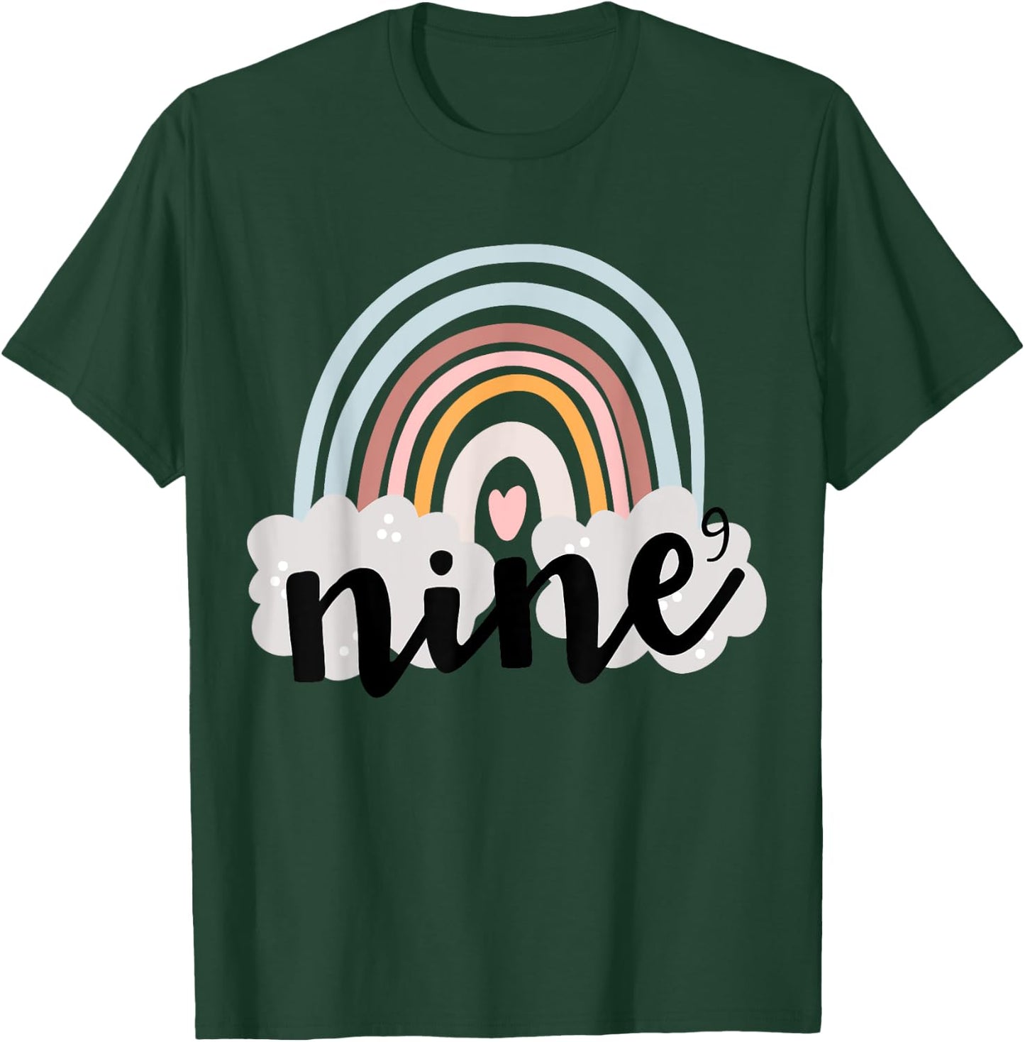 Nine Year Birthday Rainbow Party Boho Family 9 Year Old T-Shirt - T-Shirt | Forest