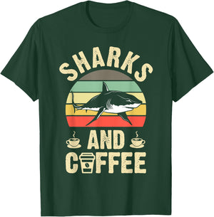 I like Sharks & Coffee Funny vintage Pet theme lover gift T-Shirt - T-Shirt | Forest