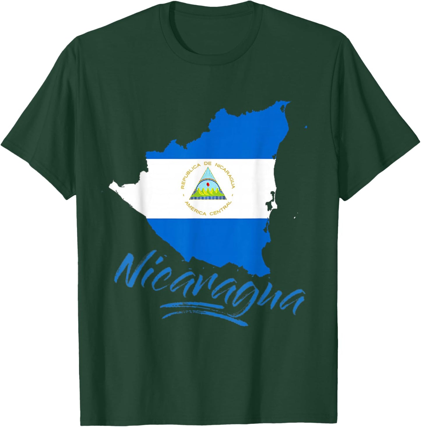 Nicaragua Blue Flag Men Women Kids De Nicaragua T-Shirt - T-Shirt | Forest