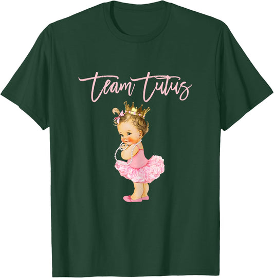 Team Tutus Girl Gender Reveal Group Baby Shower Touchdown T-Shirt - T-Shirt | Forest