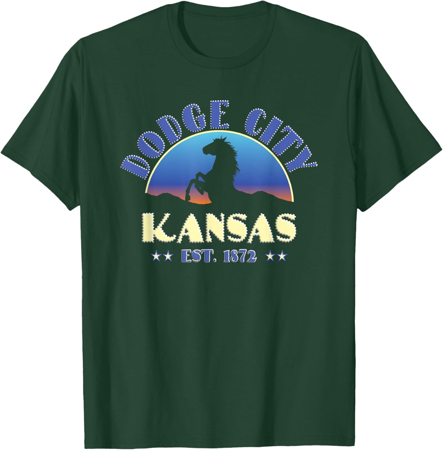 Dodge City Kansas KS Wild Horse T-Shirt - T-Shirt | Forest