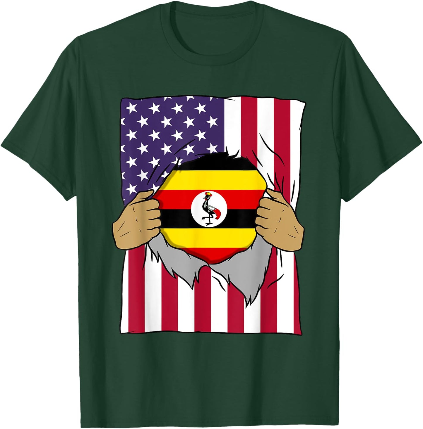 Uganda Flag Blood Inside Me Home Pride Ugandan American Gift T-Shirt - T-Shirt | Forest