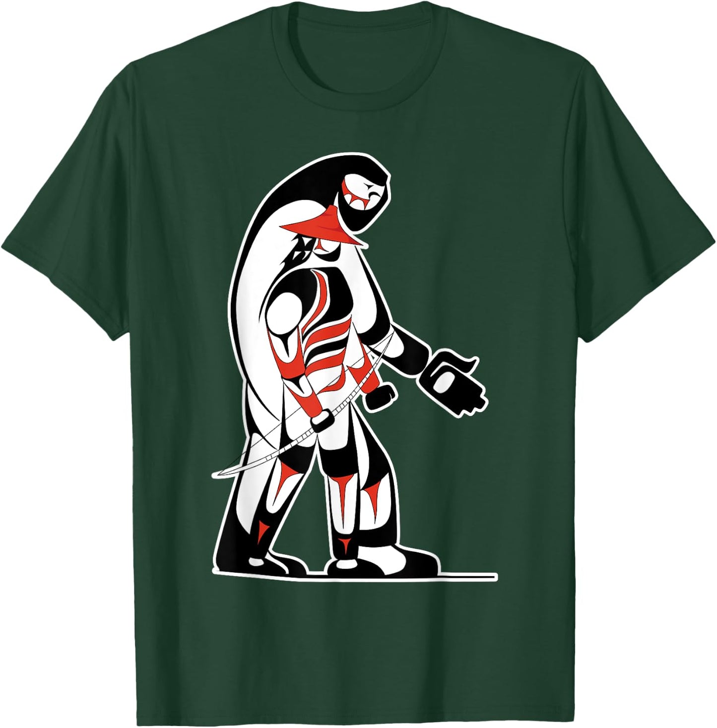 "The Hunter" Native Salish Artwork Hunter and Bigfoot Tribal T-Shirt - T-Shirt | Forest