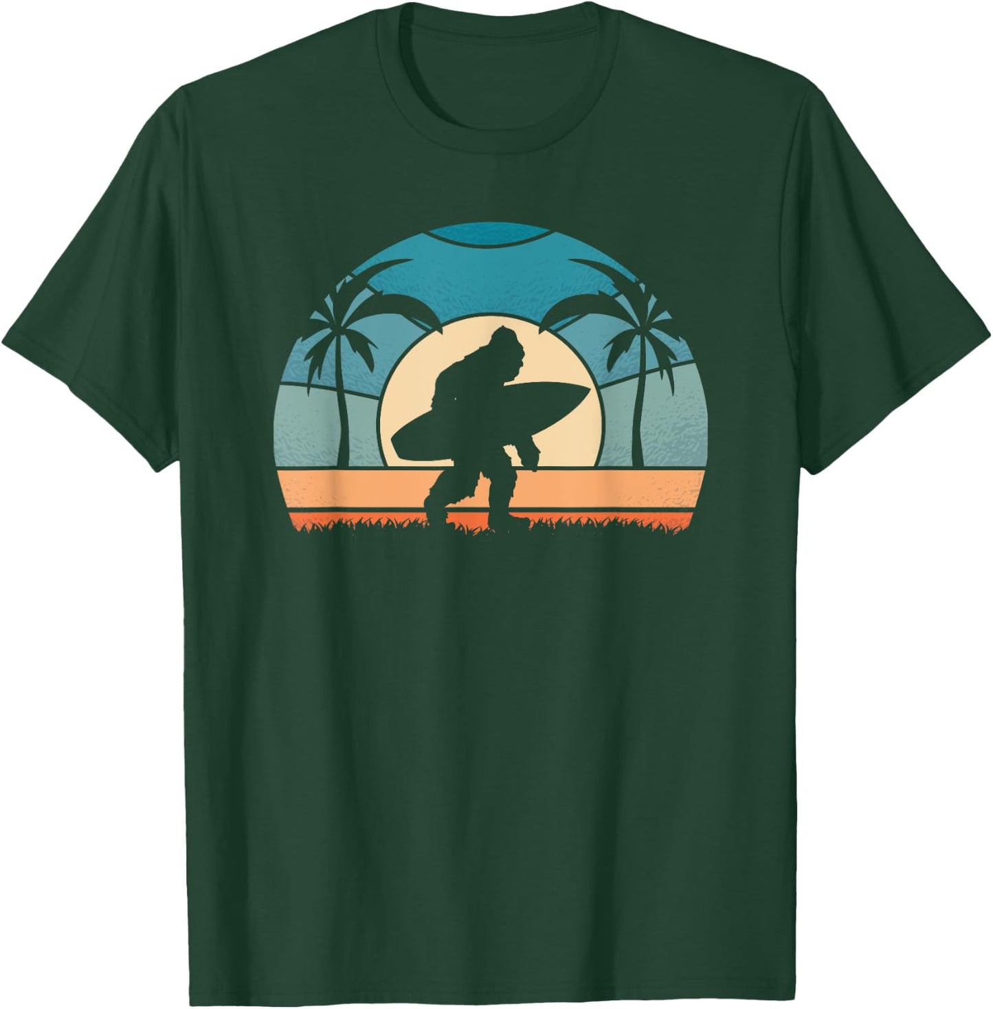 Bigfoot Surfer on the Beach Surfing Vintage Bigfoot Women Girls Kids T-Shirt - T-Shirt | Forest