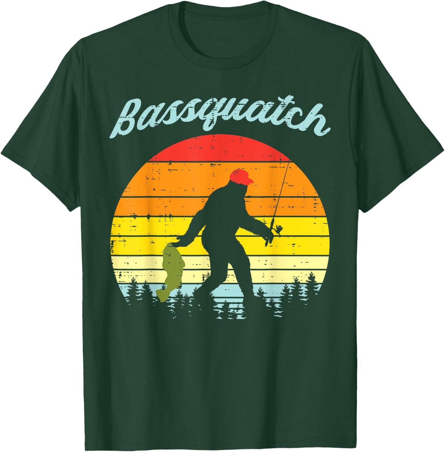 Bassquatch Bigfoot Sasquatch Fish Fishing Fisherman Gift T-Shirt - T-Shirt | Forest