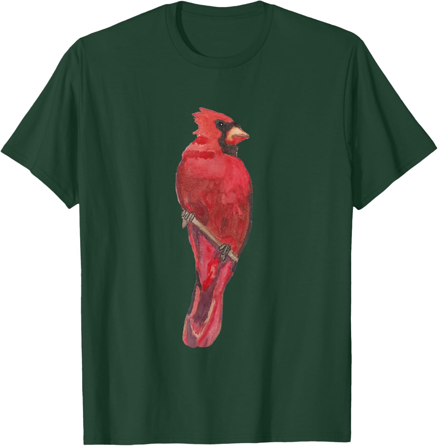 Red Watercolor Cardinal T-Shirt - T-Shirt | Forest