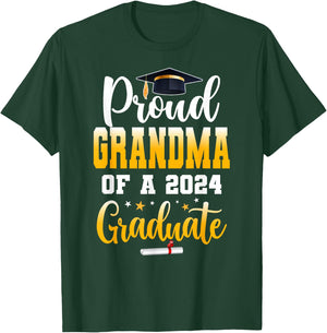 Proud Grandma Of A Class Of 2024 Graduate Senior Grandma T-Shirt - T-Shirt | Forest