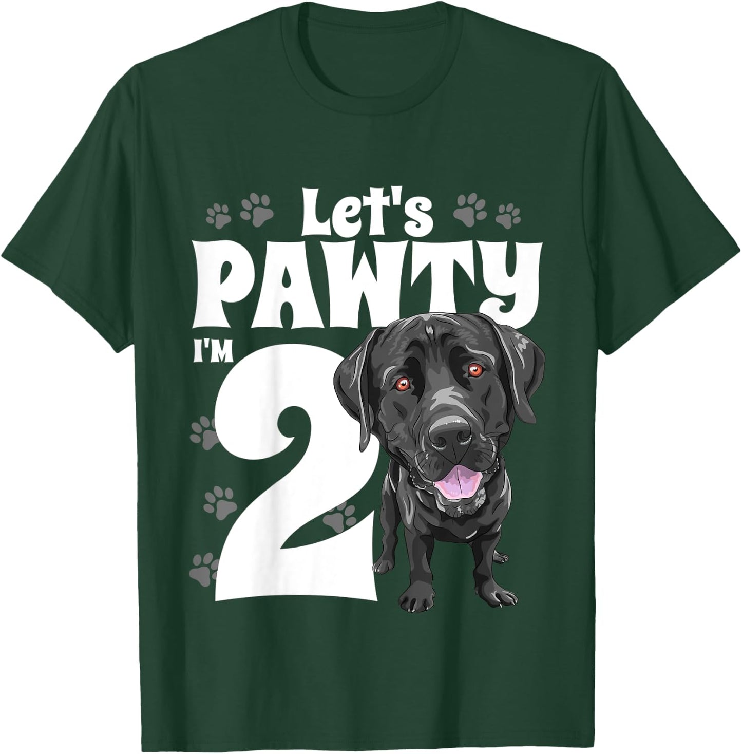 2 Year Old Black Lab Dog Birthday Pawty Labrador 2nd Gift Kids T-Shirt - T-Shirt | Forest