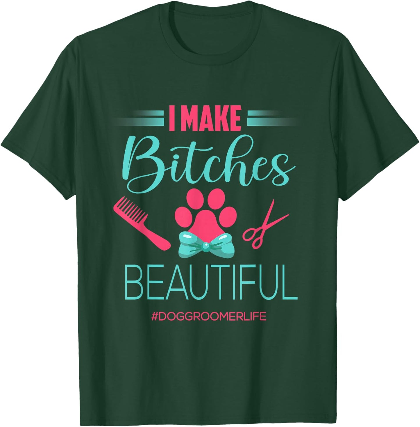 Dog Groomer Shirt Dog Grooming Outfit Funny Dog Groomer Gift T-Shirt - T-Shirt | Forest