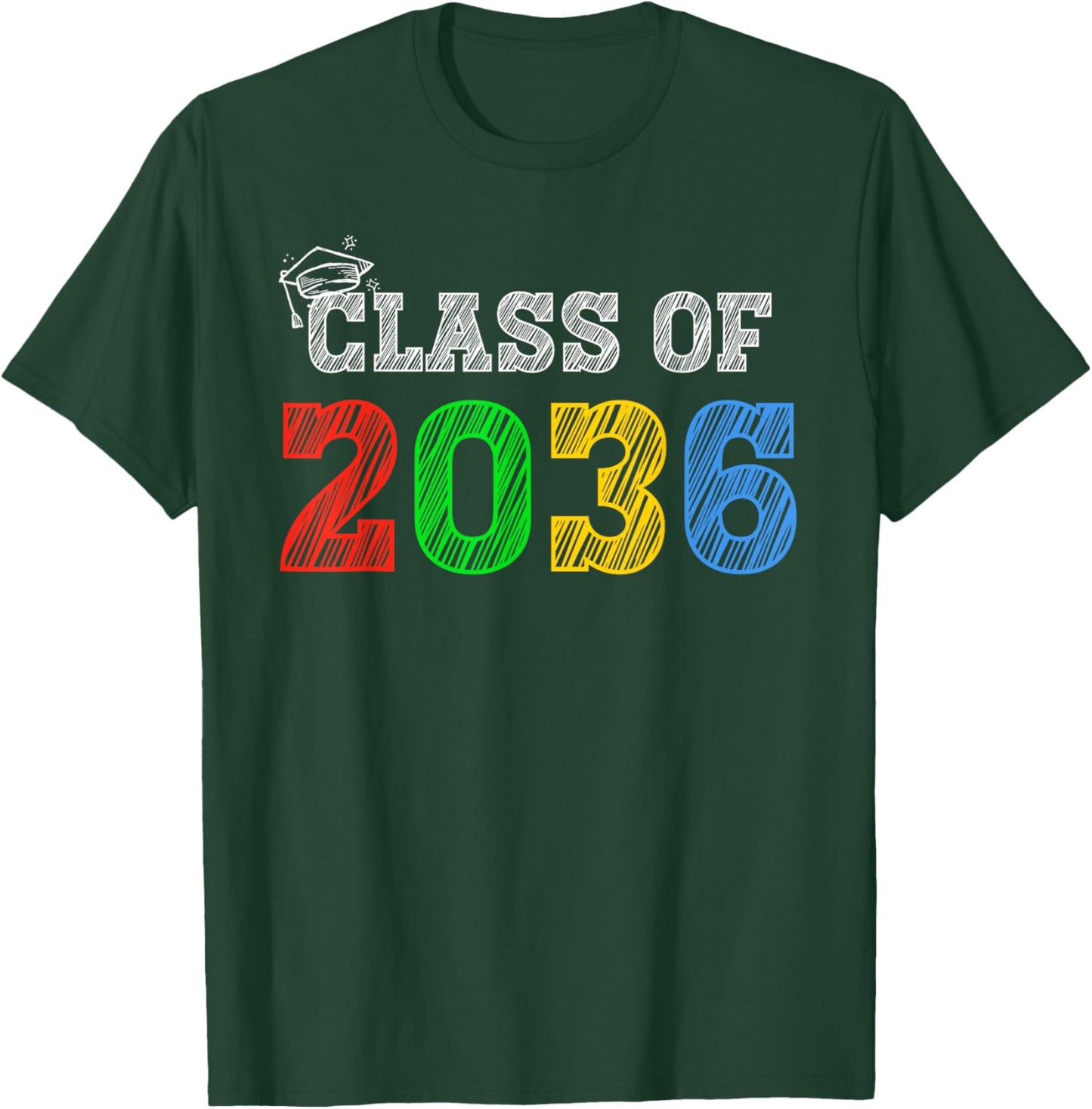Class of 2036 Grow With Me Graduation First Day of School T-Shirt - T-Shirt | Forest