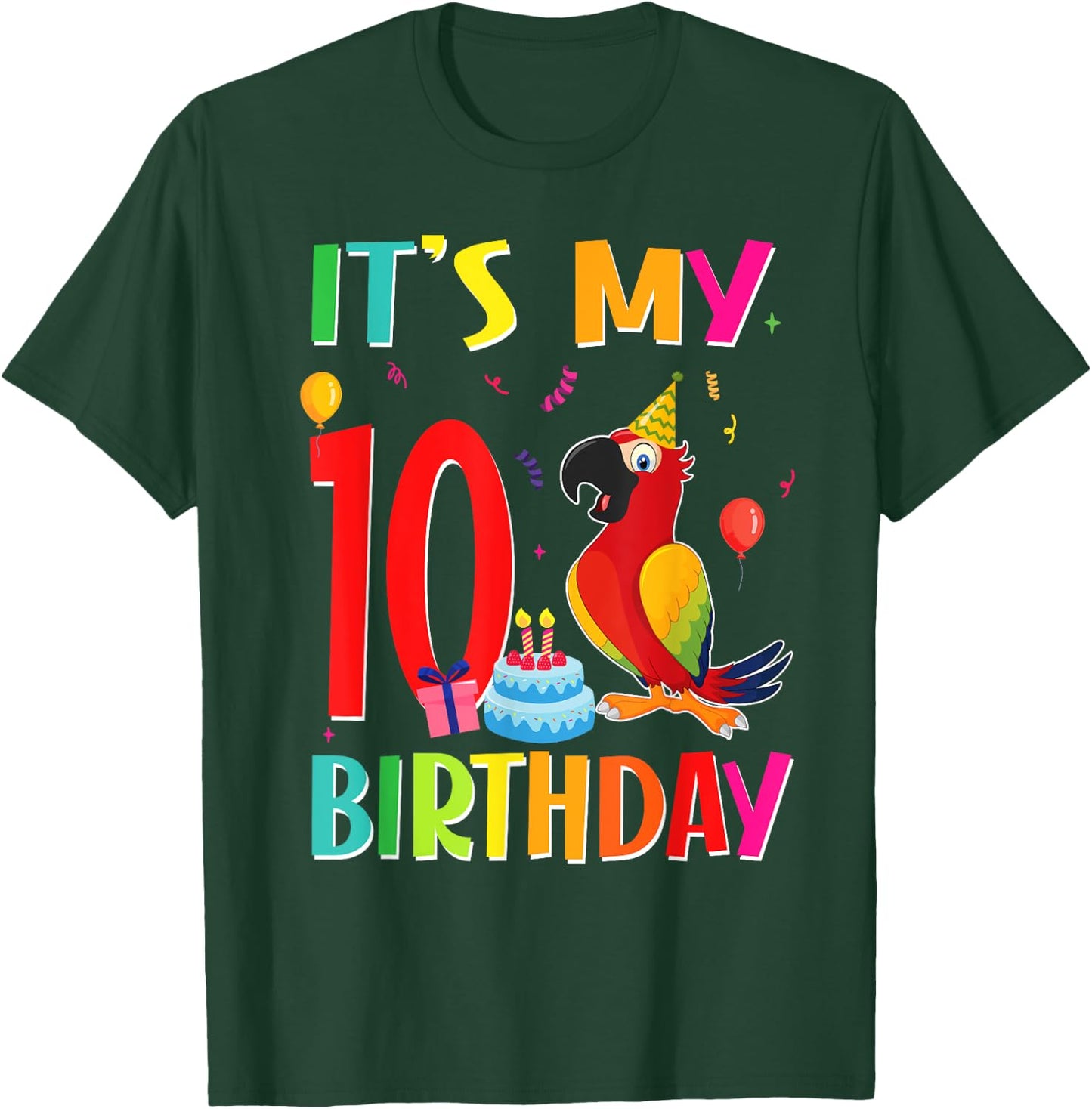 Its My 10th Birthday Parrot Bird Lover 10 Years Old T-Shirt - T-Shirt | Forest