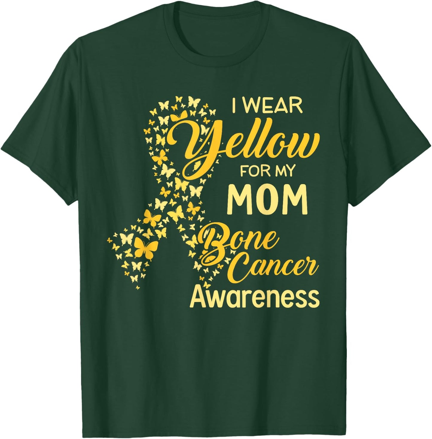 I wear Yellow for my Mom Bone Cancer Awareness T-Shirt - T-Shirt | Forest