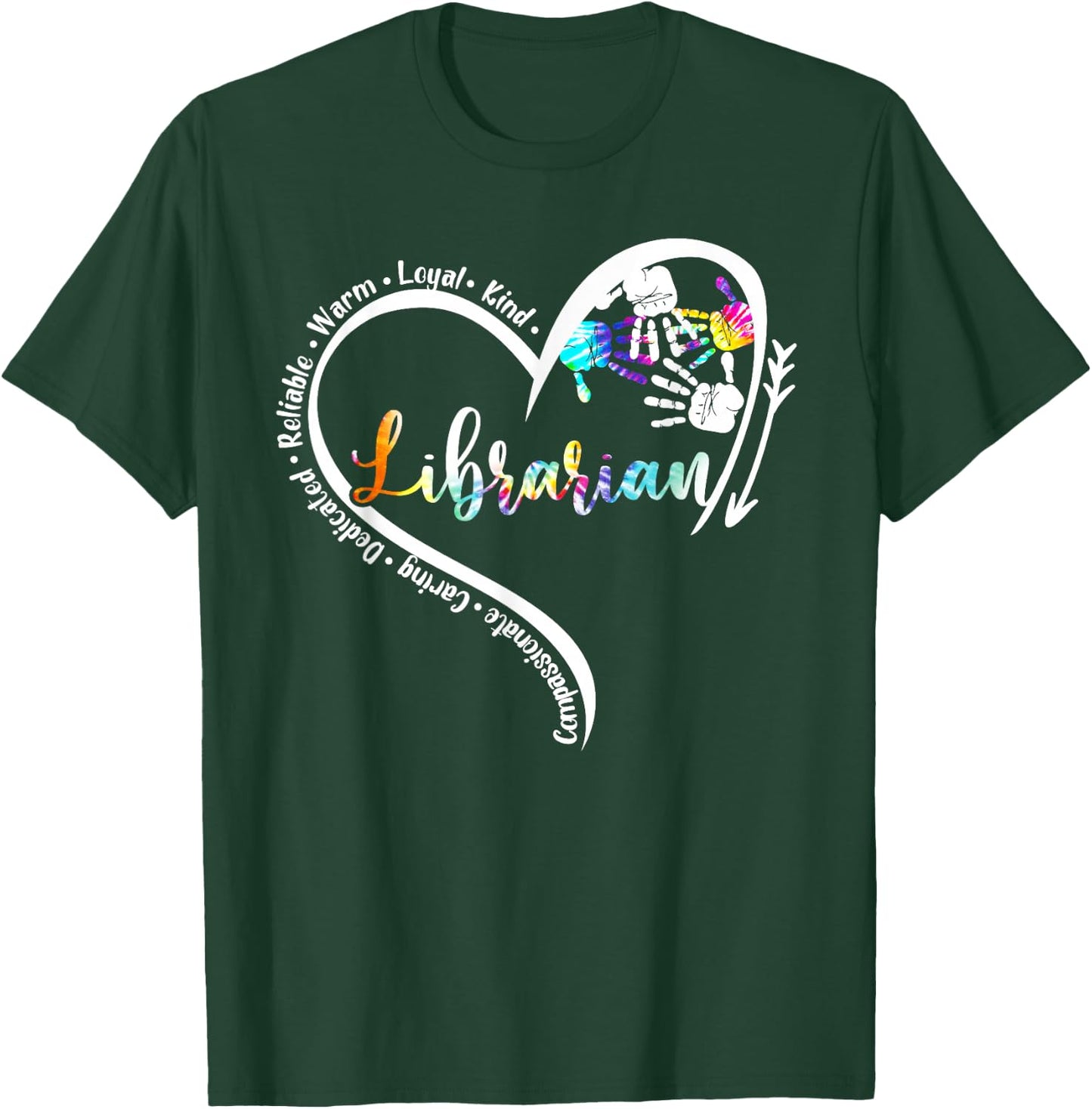 Tie Dye Heart Librarian Life Back2school Teachers Day T-Shirt - T-Shirt | Forest