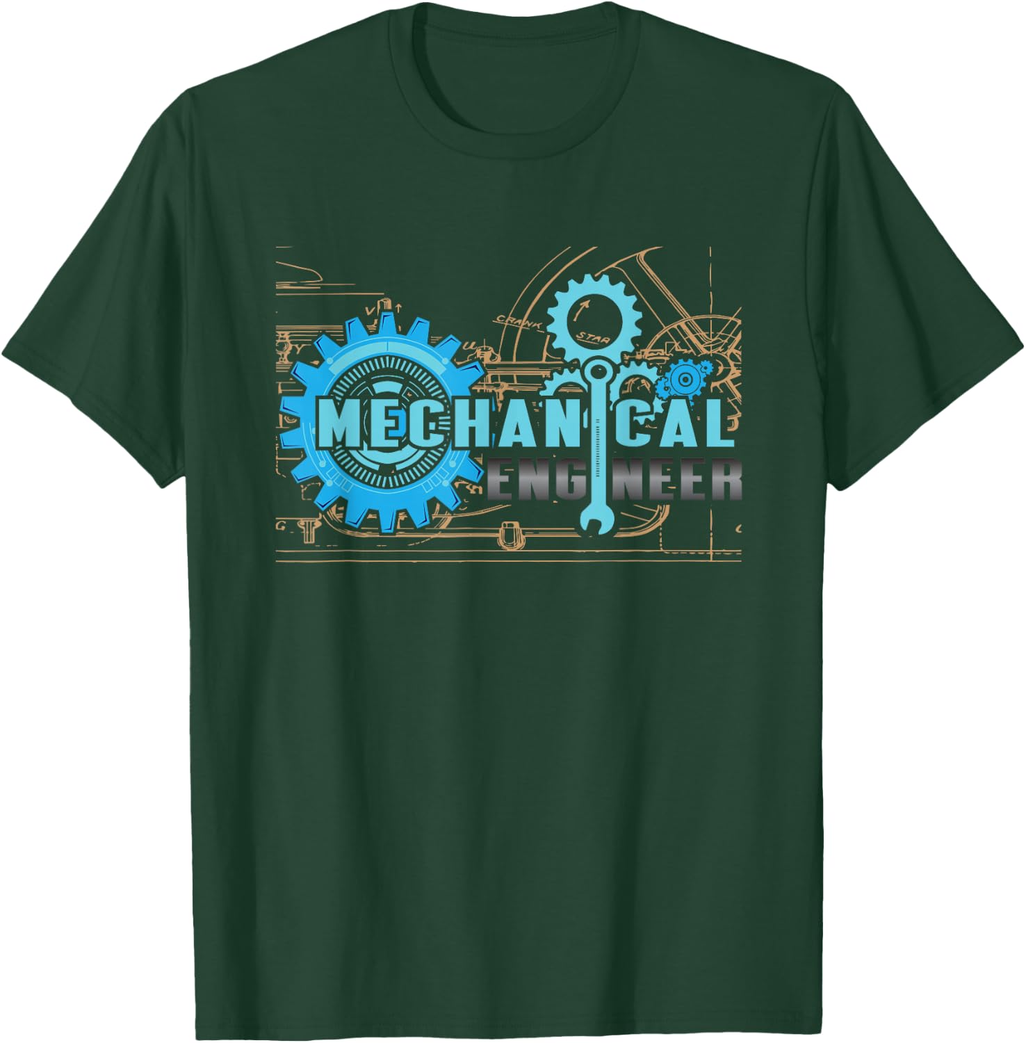 Mechanical Engineer Gears Wrench Technical Design T-Shirt - T-Shirt | Forest
