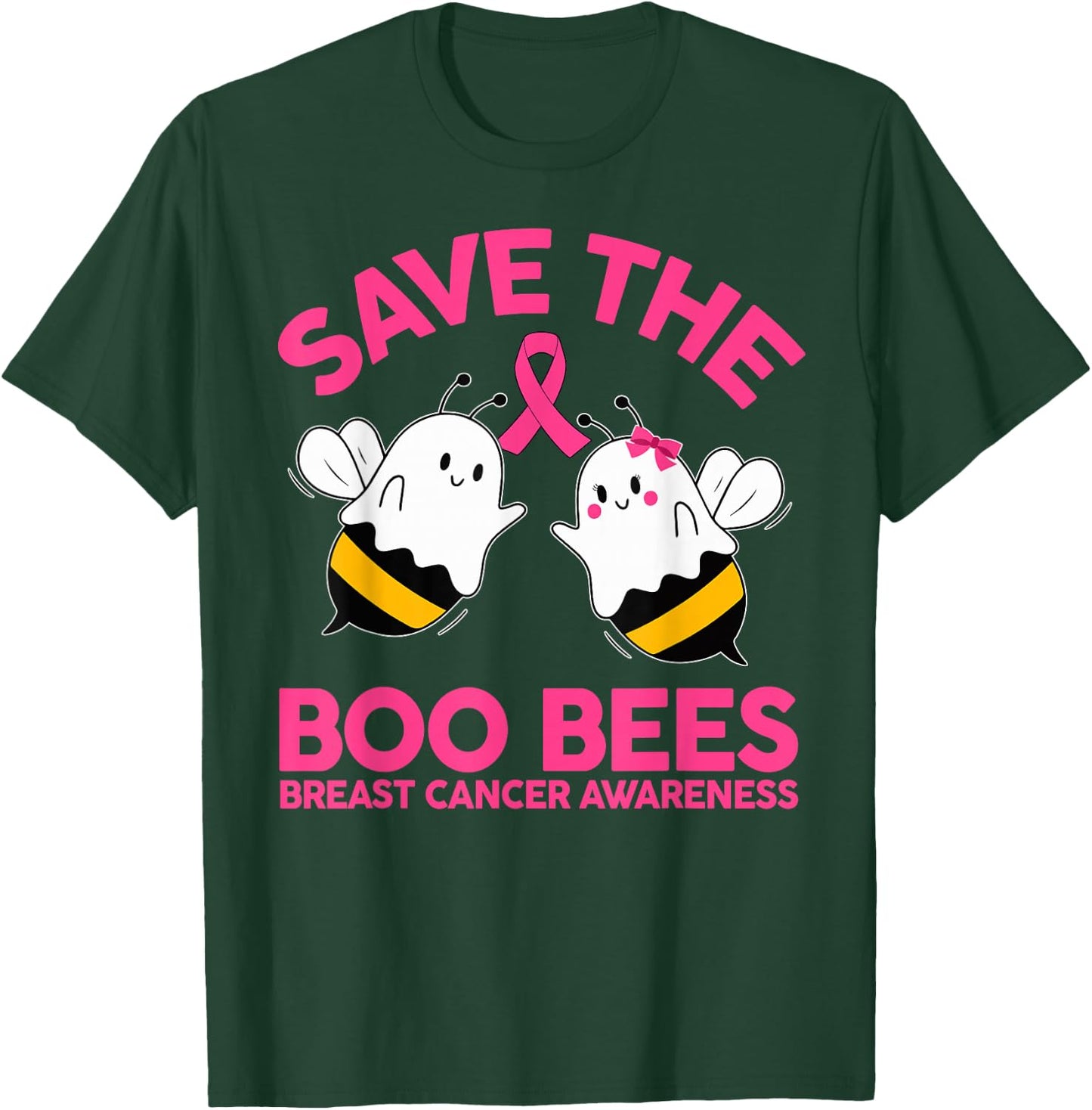 Save The Boobees Boo Bees Breast Cancer Halloween Women T-Shirt - T-Shirt | Forest