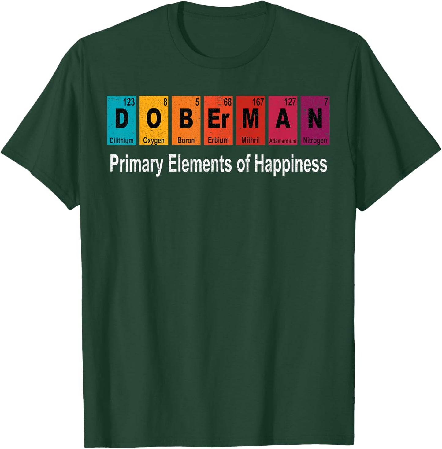 Vintage Doberman Dog Science Teacher Funny Periodic T-Shirt - T-Shirt | Forest