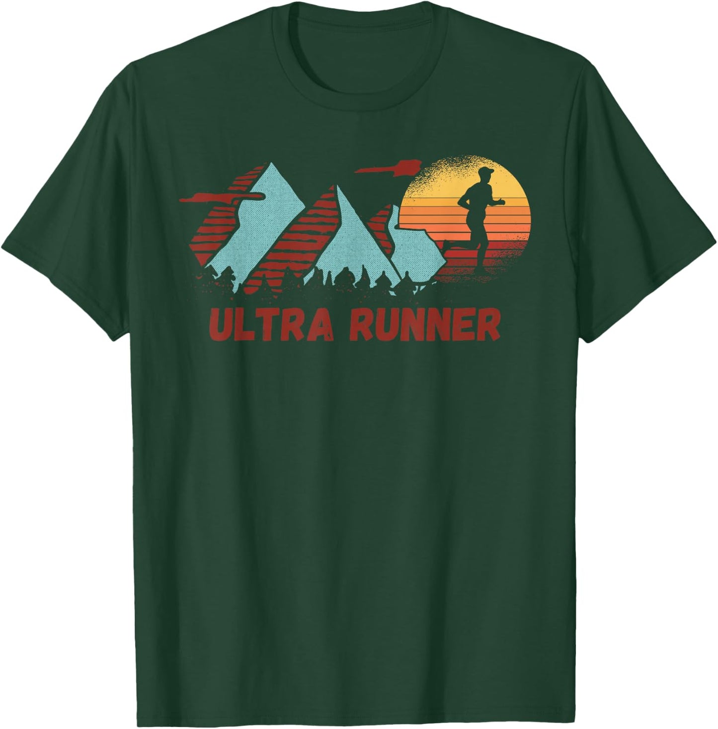 Ultra Runner Vintage Retro Runner Marathon Running Jogger T-Shirt - T-Shirt | Forest