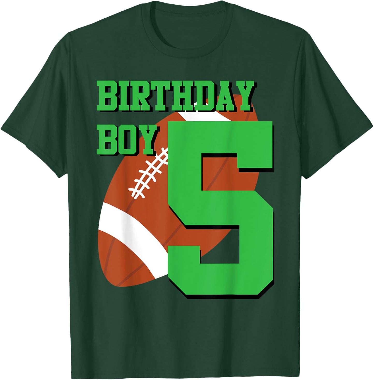 5th Birthday Football Boy | 5 year old Field Players T-Shirt - T-Shirt | Forest