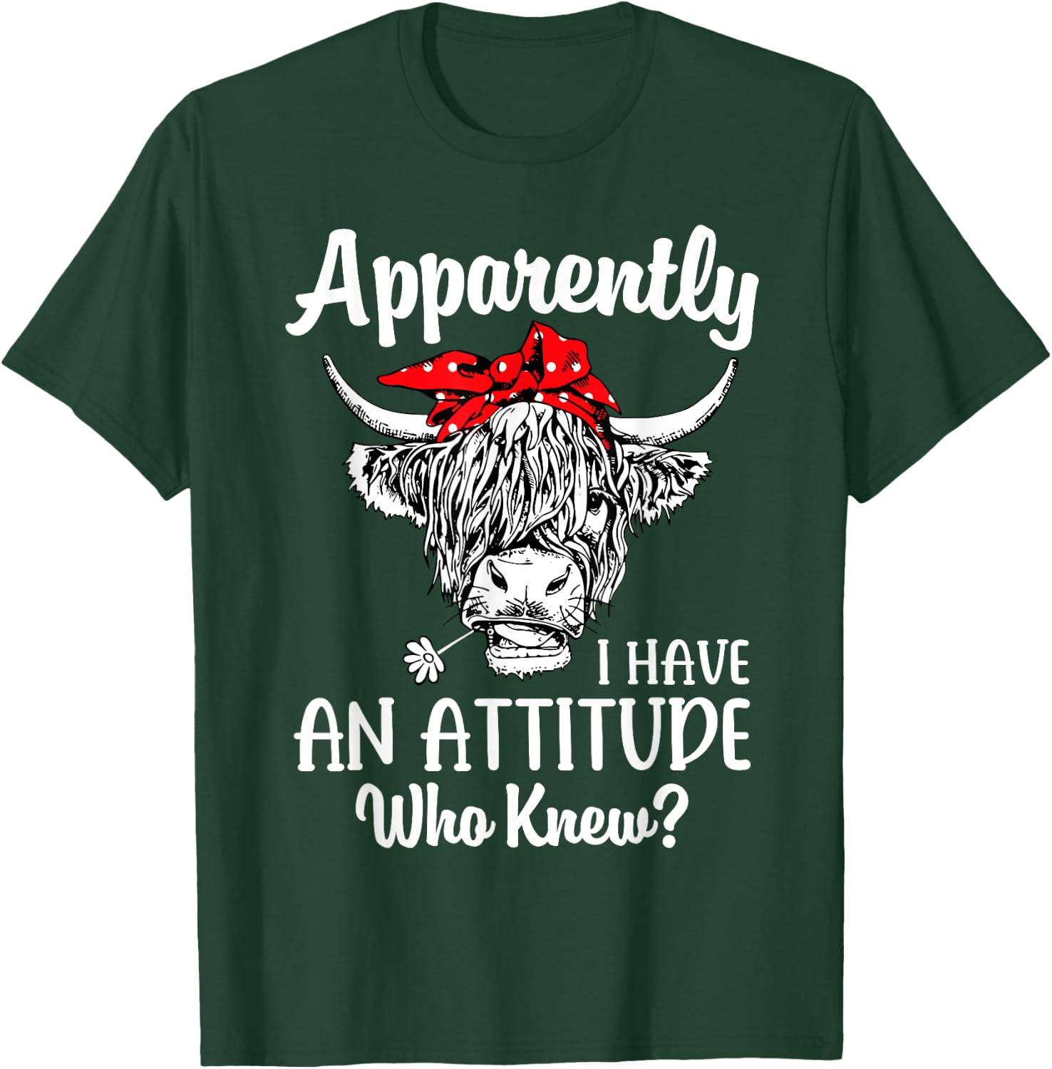 Bleached Highland Cow Apparently I Have An Attitude Who Knew T-Shirt - T-Shirt | Forest