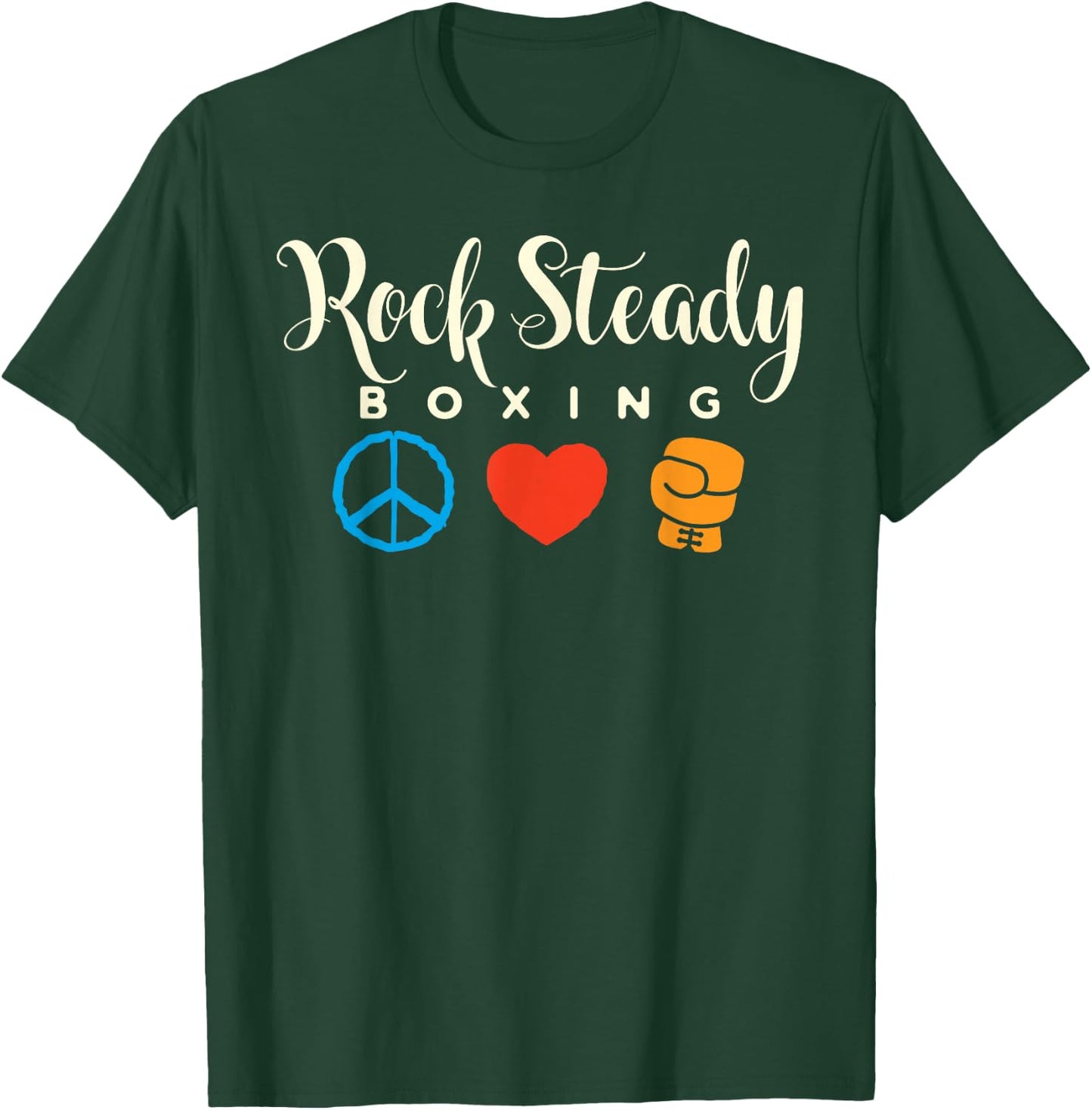 Peace Love Rock Steady Boxing Parkinson's T-Shirt - T-Shirt | Forest