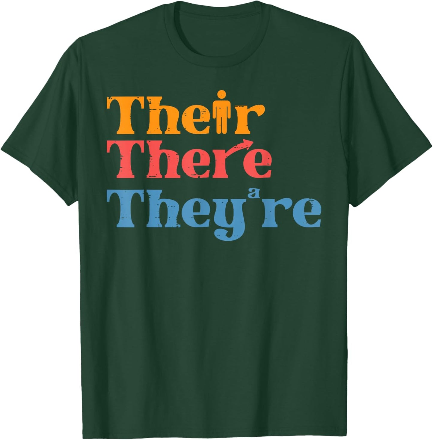 English Teacher Their There Theyre Funny Grammar Men Women T-Shirt - T-Shirt | Forest