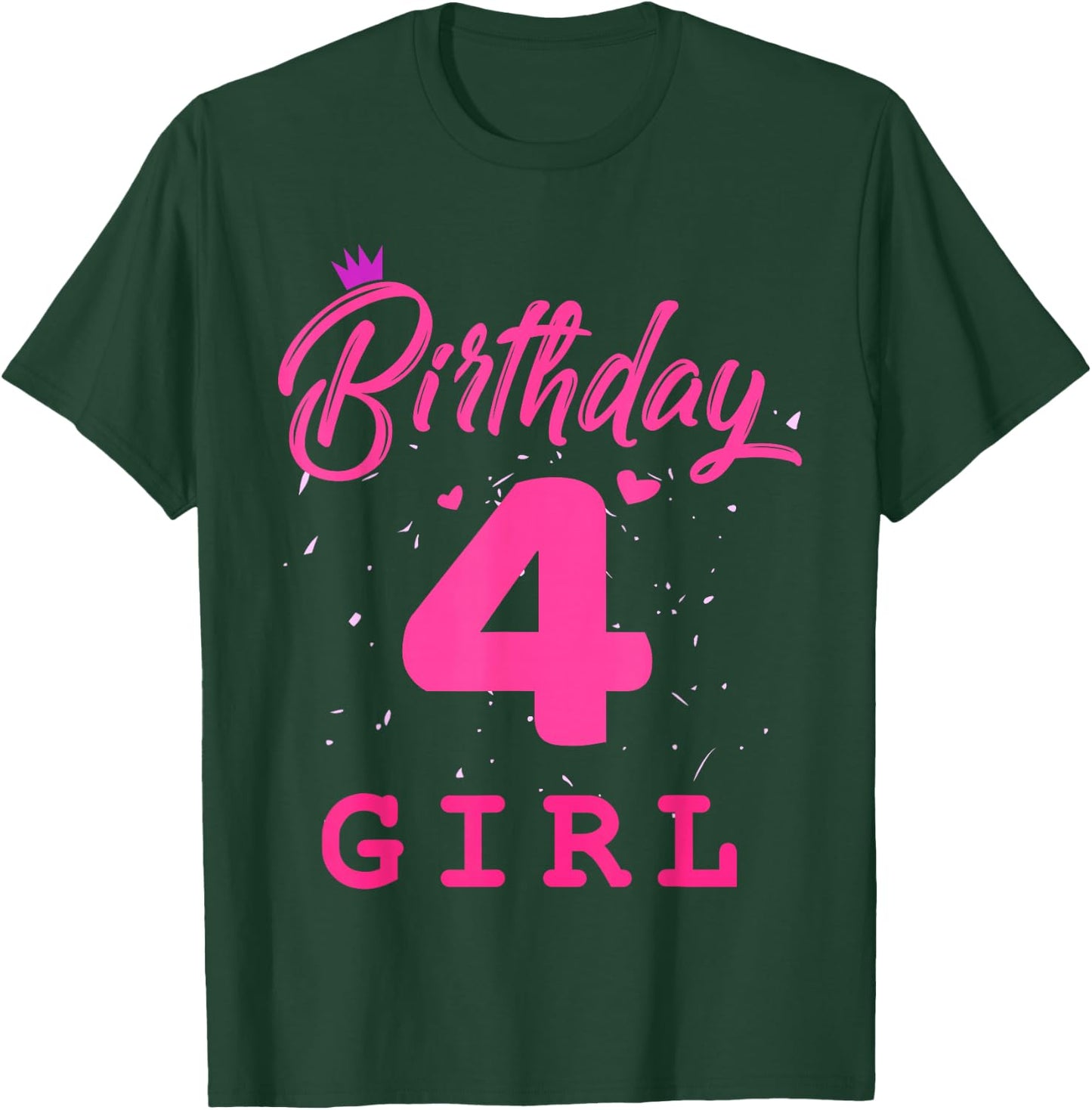 Happy Birthday, Girls 4th Party 4 Years Old Bday T-Shirt - T-Shirt | Forest