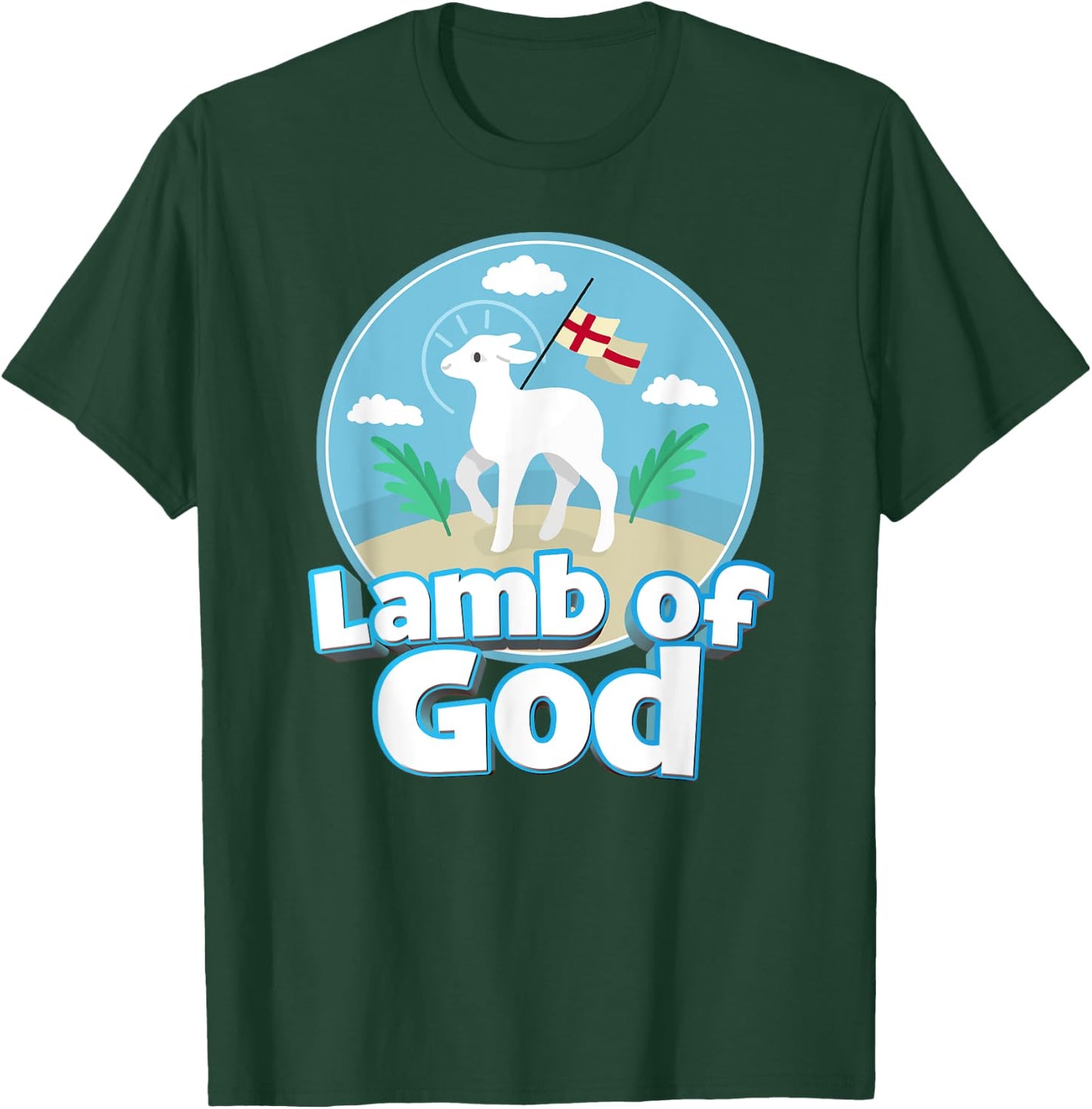 Lamb of God Agnus Dei Easter Catholic Kids Girls Boys T-Shirt - T-Shirt | Forest