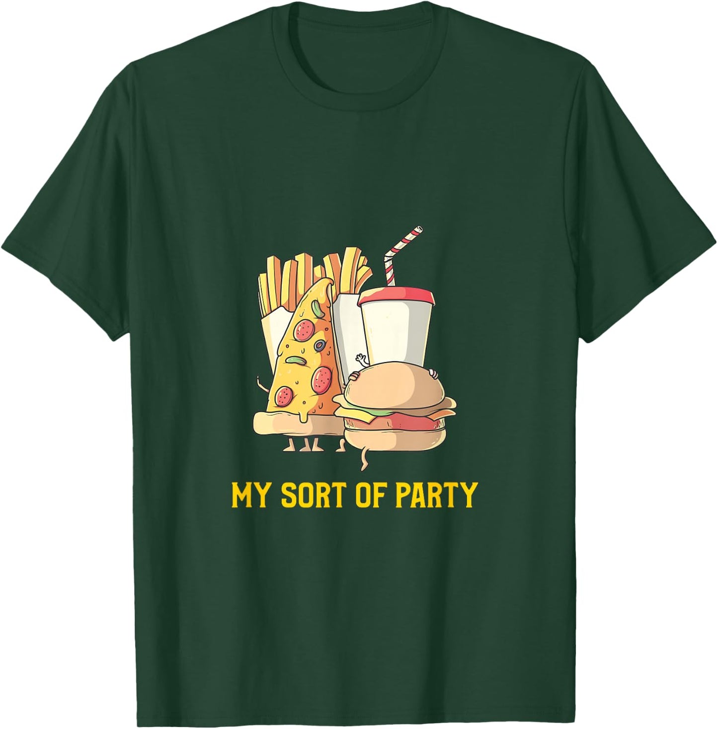 My Sort of Junk Food Party-Pizza, Burger, Fries, Milkshake T-Shirt - T-Shirt | Forest