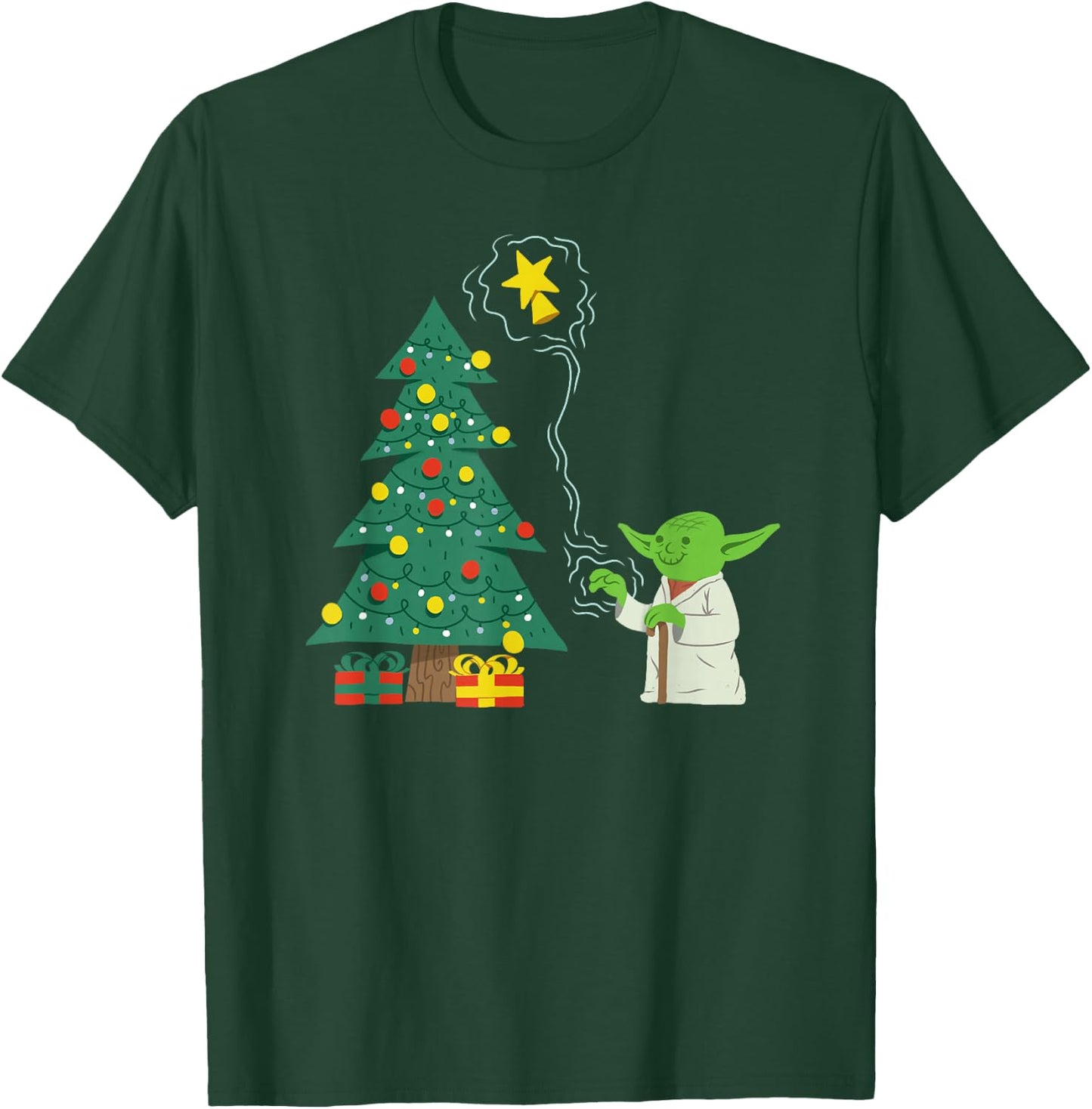 Star Wars Holiday Yoda Decorates Christmas Tree T-Shirt - T-Shirt | Forest
