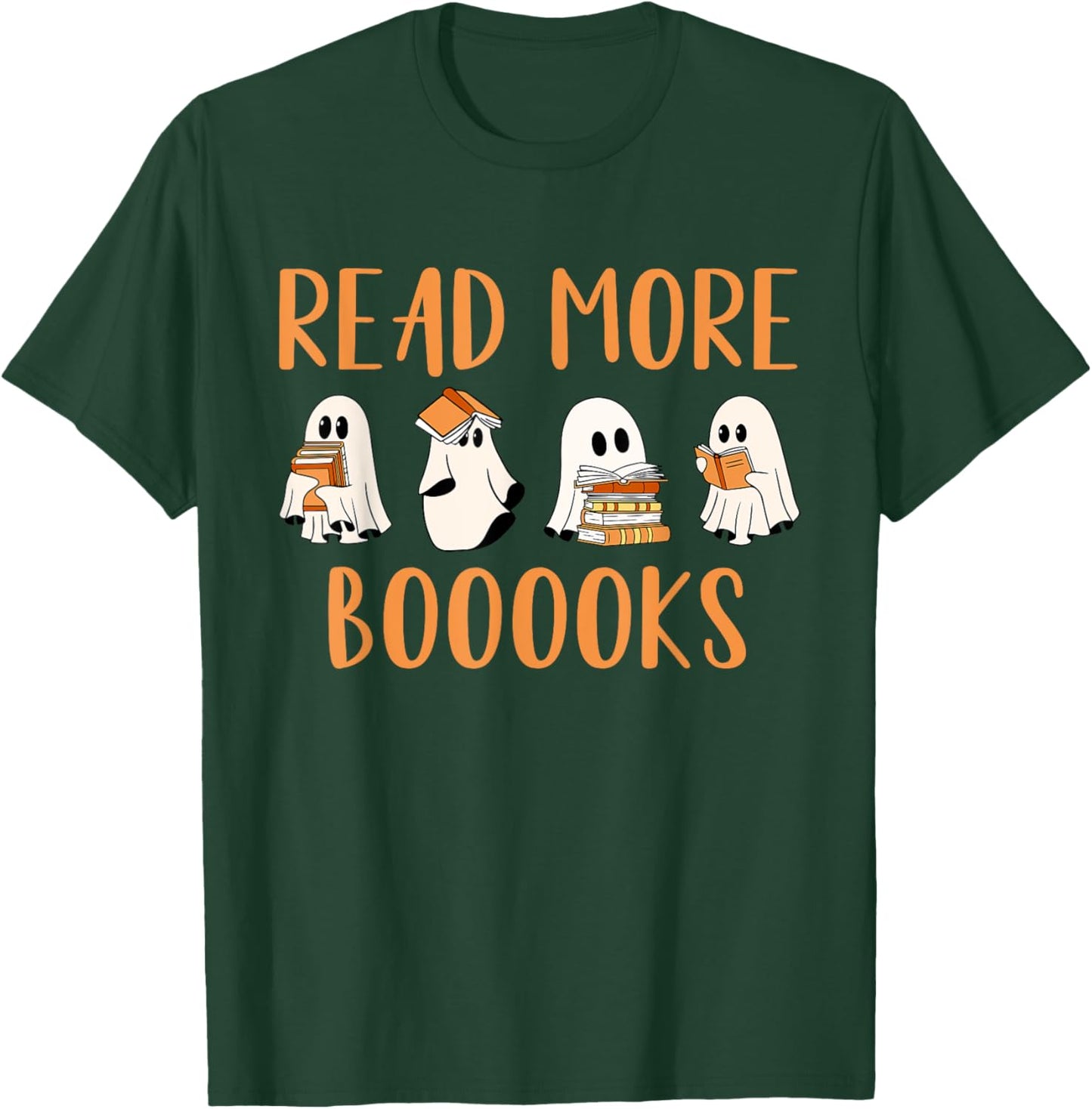 Cute Booooks Ghost Read More Books Funny Teacher Halloween T-Shirt - T-Shirt | Forest