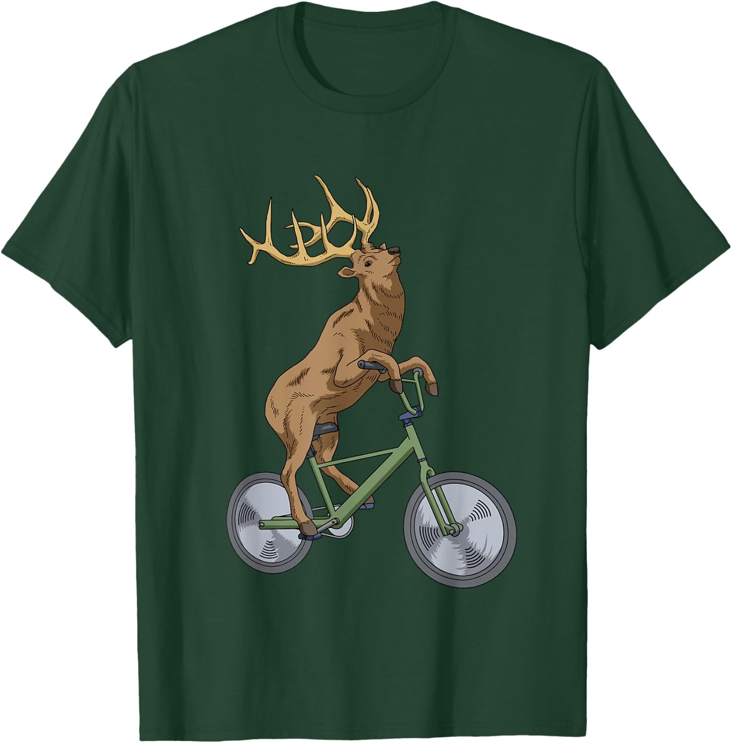 Bicycle Elk Shirt Boys Deer T Shirt Women Forest Nature Elk T-Shirt - T-Shirt | Forest