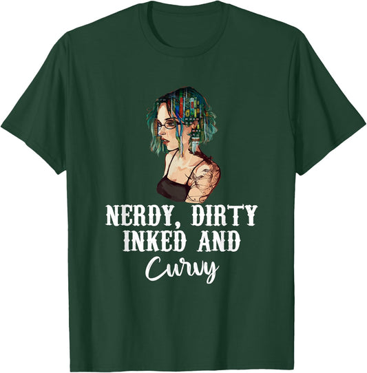 Nerdy Dirty Inked & Curvy - Reading Tattoo Lovers T-Shirt - T-Shirt | Forest