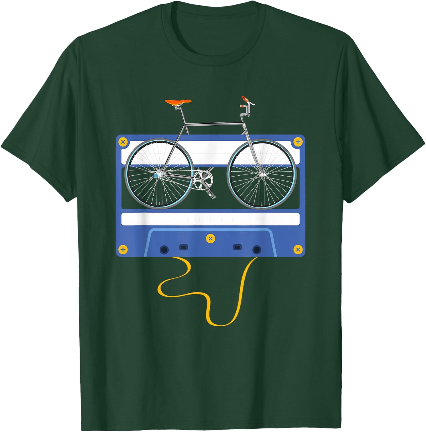Vintage Cassette Cyclist Men Gift Biking Cycling Bicycle T-Shirt - T-Shirt | Forest