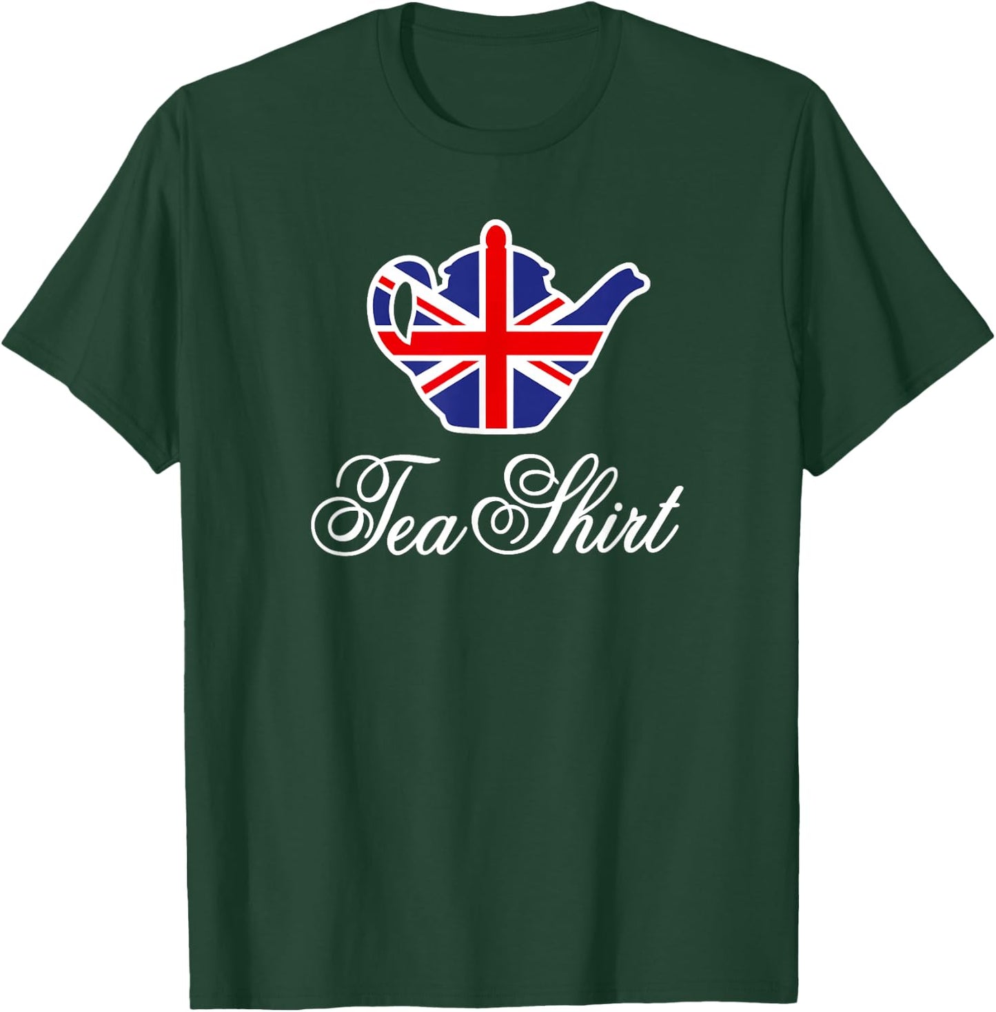 Tea Shirt British Union Jack Flag Teapot Tea Word Play T-Shirt - T-Shirt | Forest