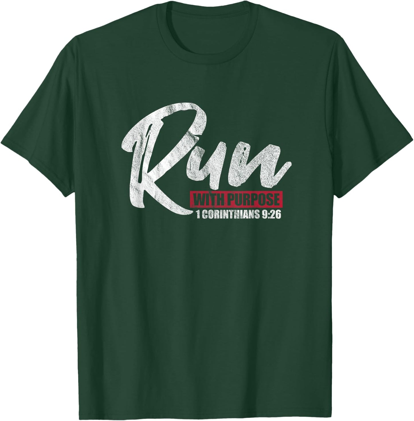 1 Corinthians 9:26 Christian Faith Running Runner T-Shirt - T-Shirt | Forest