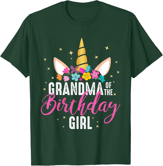 Grandma Of The Birthday Girl Grandma Gift Unicorn Birthday T-Shirt - T-Shirt | Forest