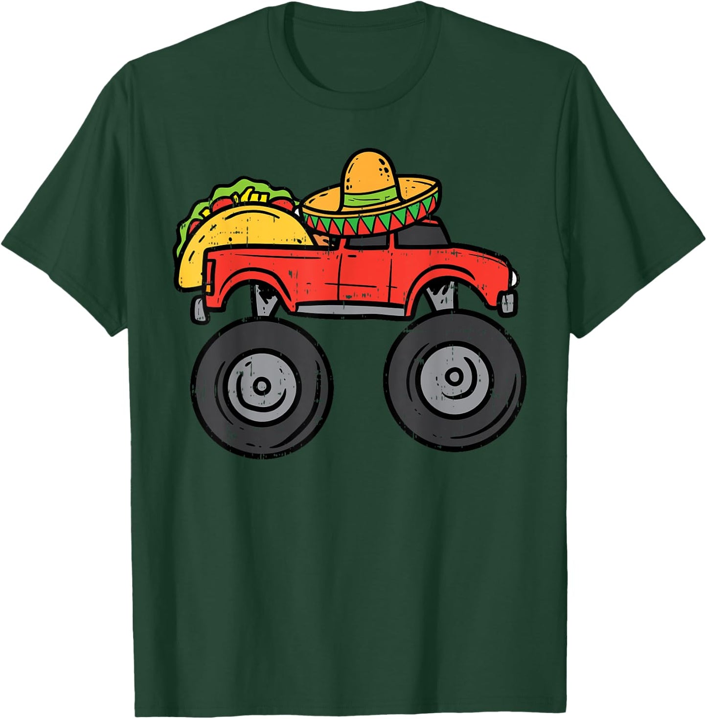 Taco Monster Truck Sombrero Cinco De Mayo Mexican Boys Kids T-Shirt - T-Shirt | Forest