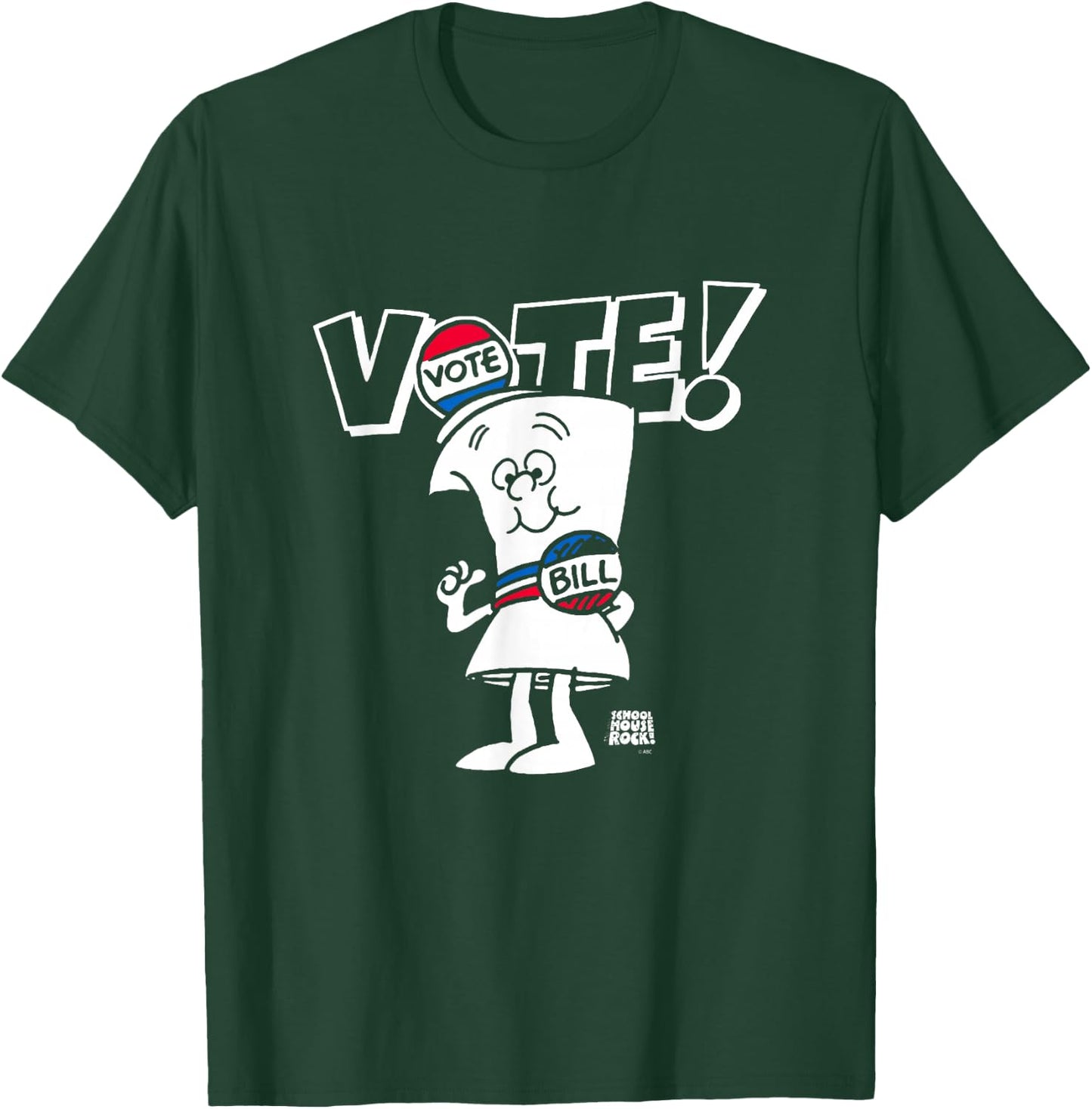 Schoolhouse Rock Vote with Bill Election Day Retro Cartoon T-Shirt - T-Shirt | Forest