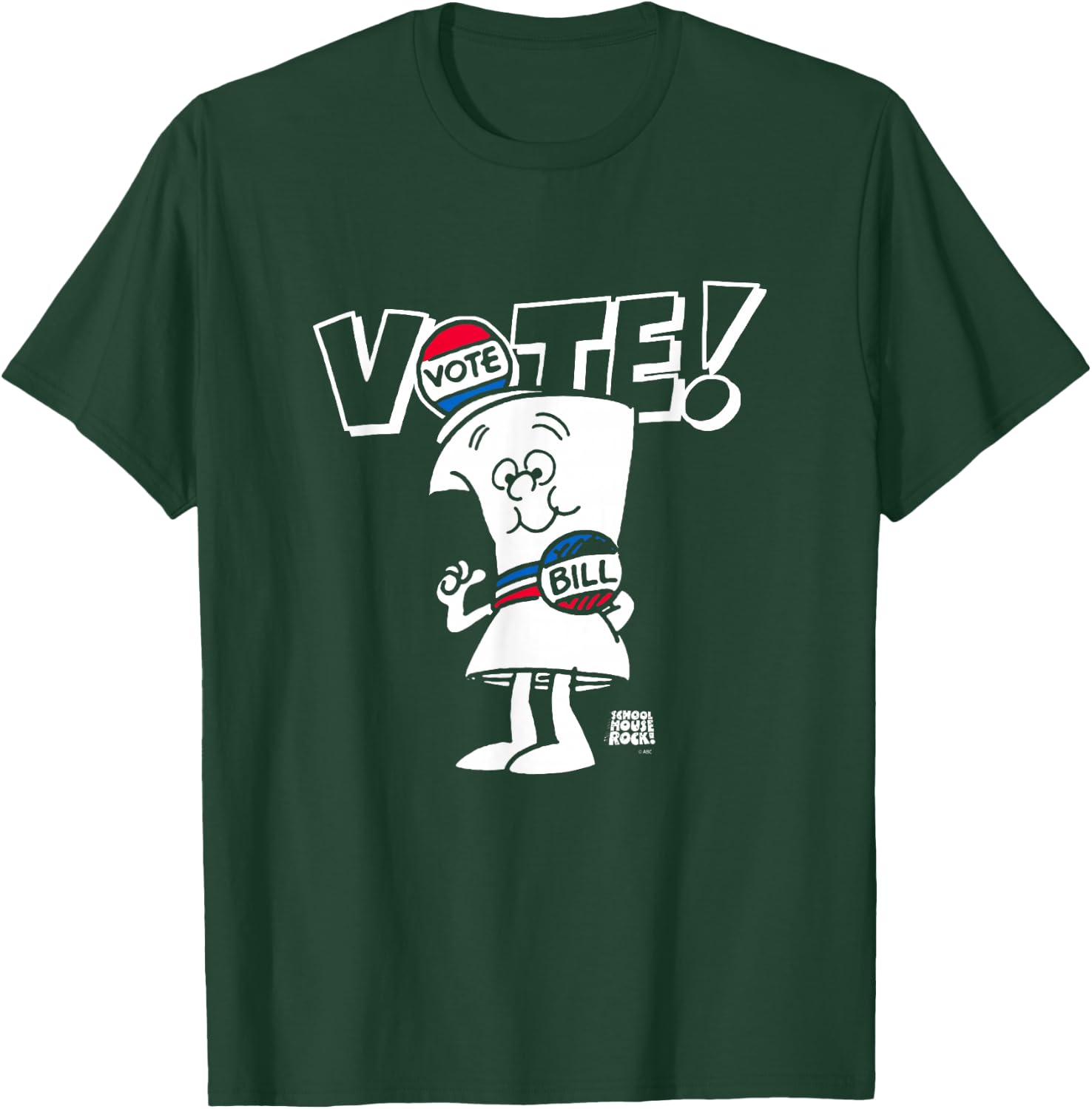 Schoolhouse Rock Vote with Bill Election Day Retro Cartoon T-Shirt - T-Shirt | Forest