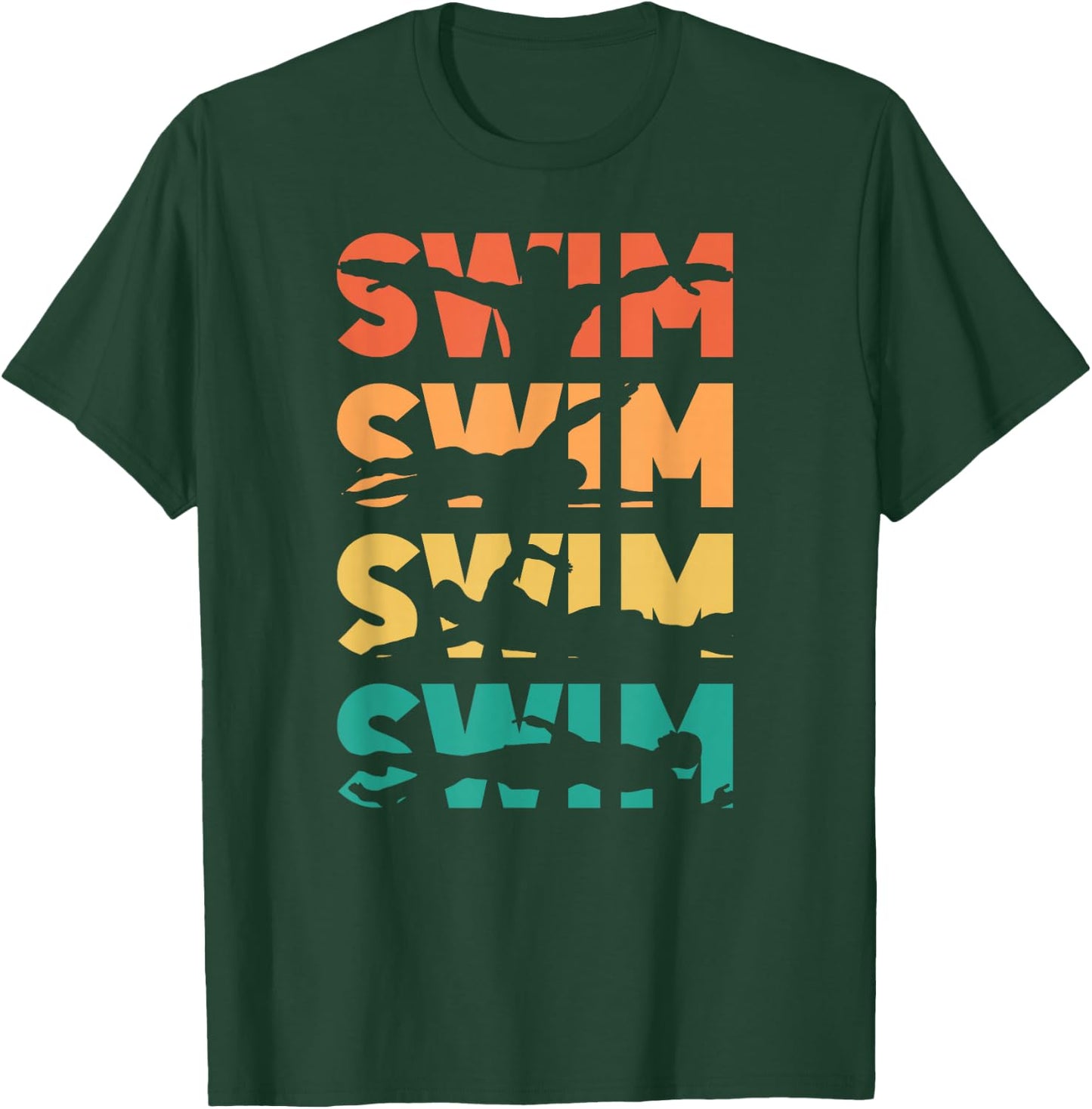 Swimming Swimmer Swim Retro Vintage T-Shirt - T-Shirt | Forest