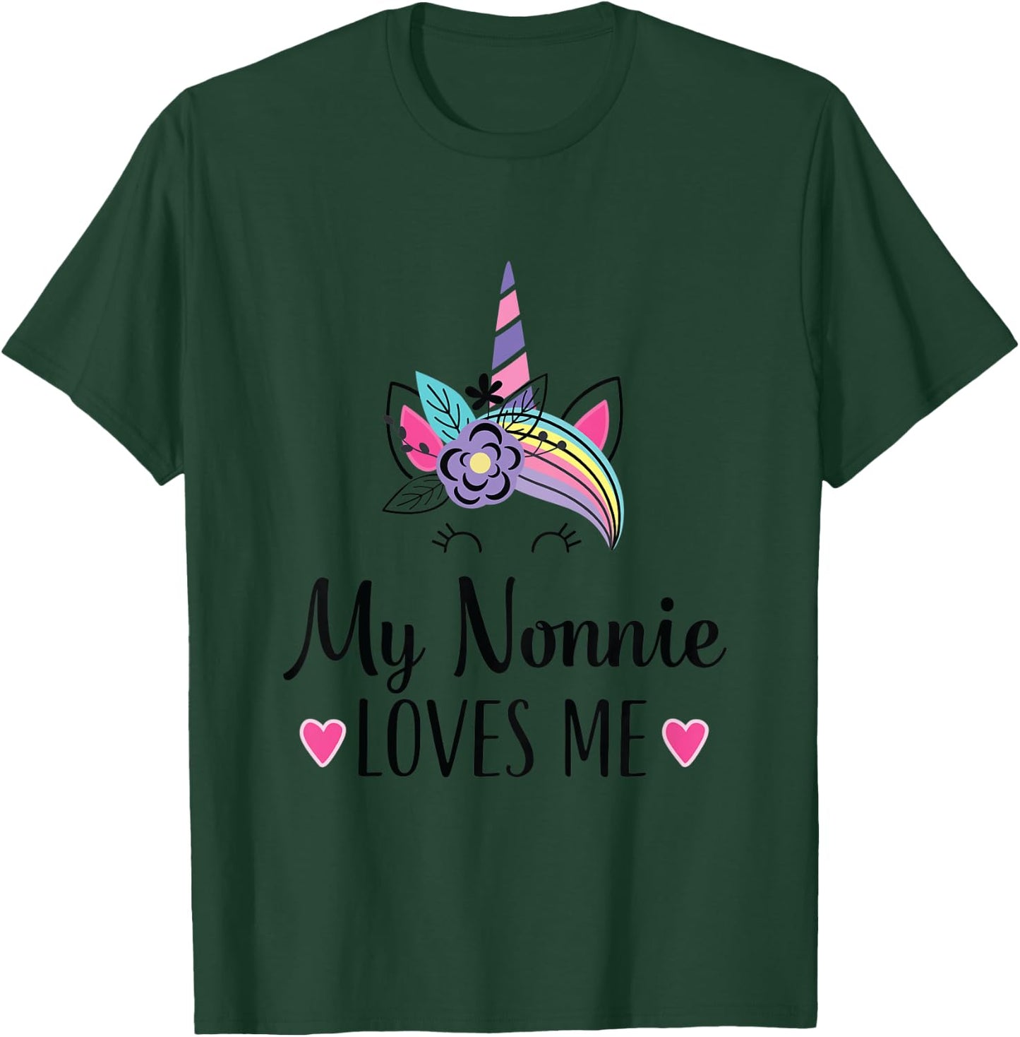 Kids My Nonnie Loves Me Granddaughter Unicorn T-Shirt - T-Shirt | Forest