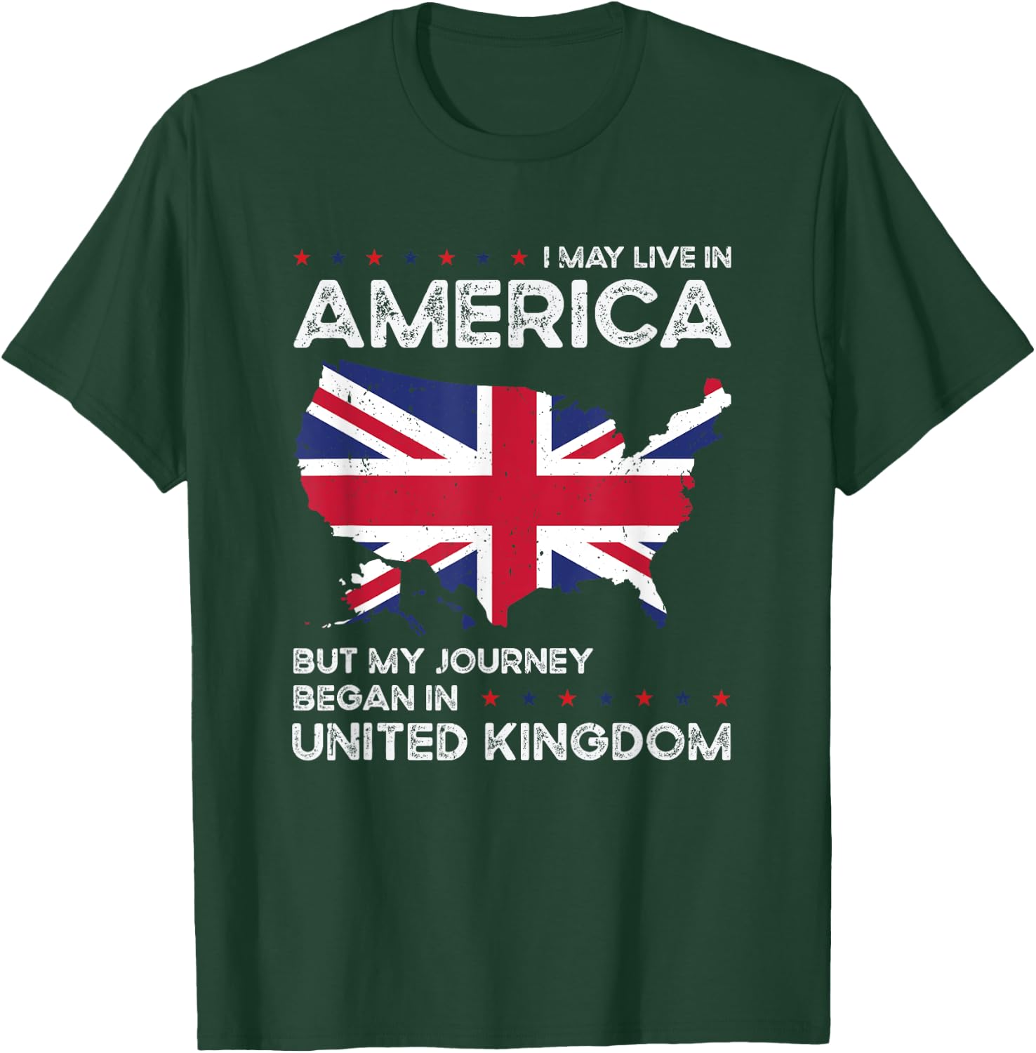 British American Patriot USA Grown United Kingdom UK US Flag T-Shirt - T-Shirt | Forest