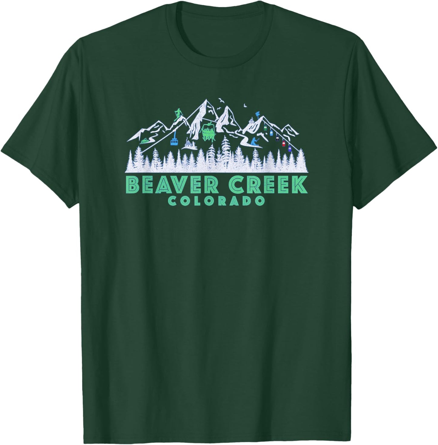 Retro Beaver Creek, CO Illustration - Vintage Snow Ski T-Shirt - T-Shirt | Forest
