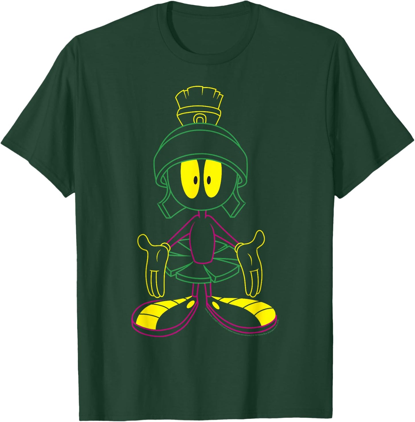 Looney Tunes Marvin The Martian Neon Outline T-Shirt - T-Shirt | Forest
